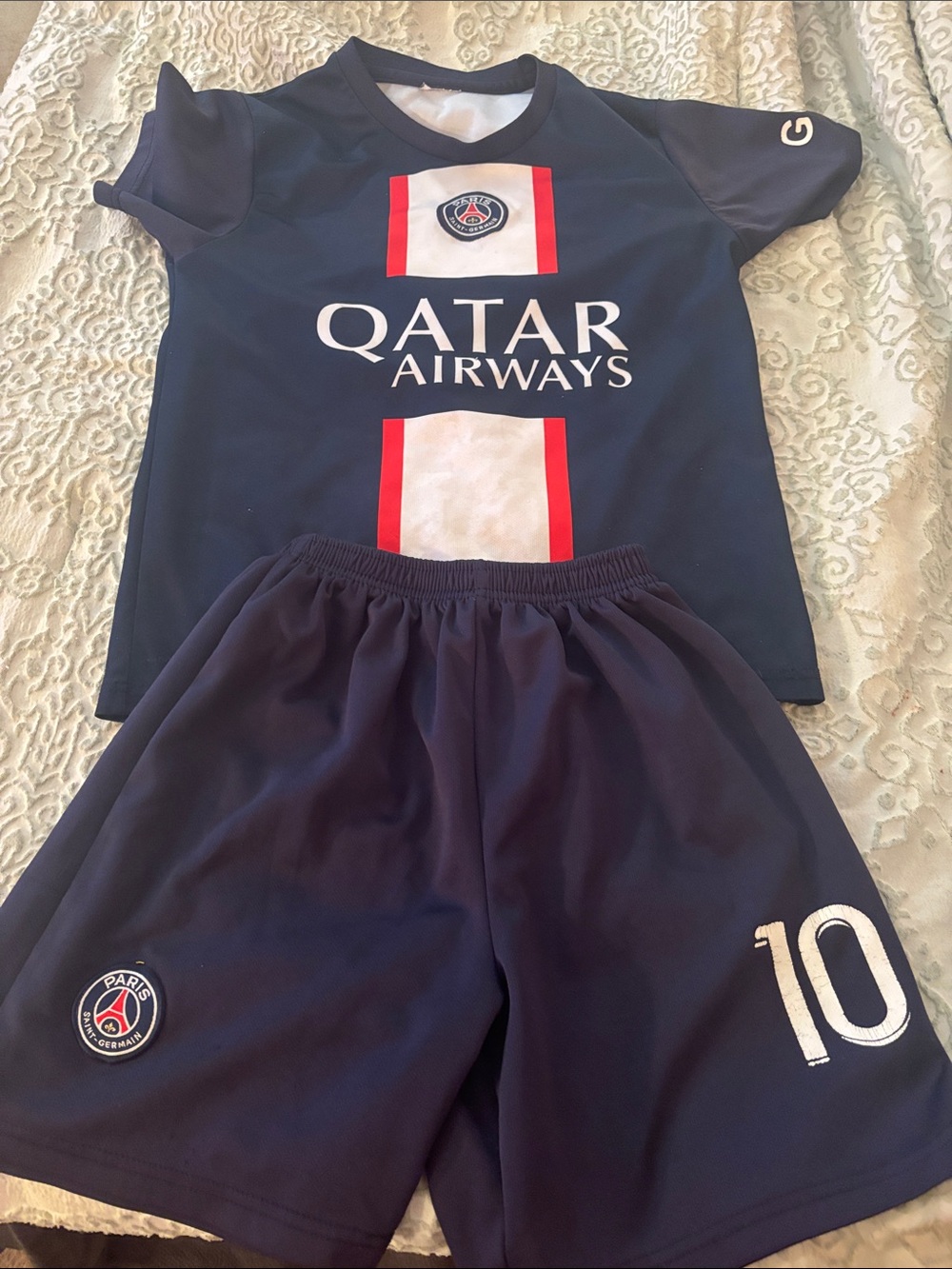 Boys (7-10) Paris Saint-Germain Kids Navy Blue Qatar Airways Soccer Set